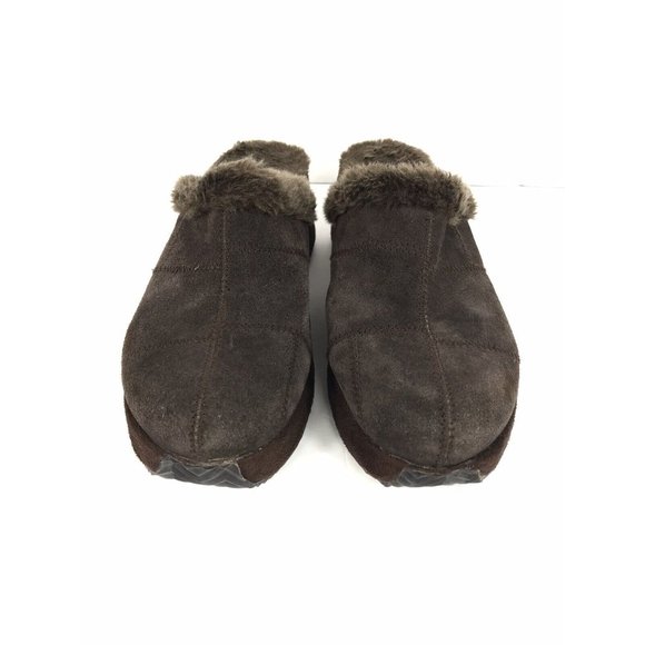 Volatile Brown Suede Fur Lined Slip On Wedge Clogs Mules Size 9 - Picture 5 of 10